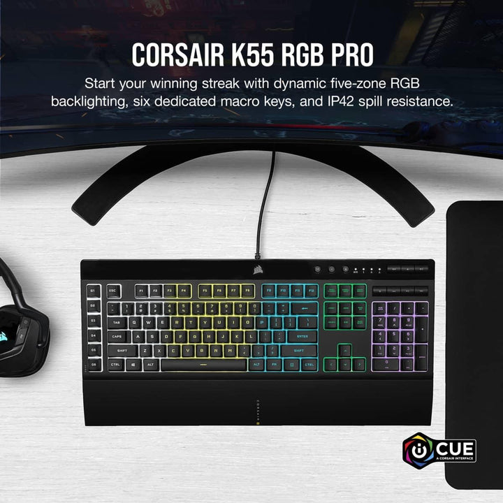 Corsair K55 RGB PRO Gamingtangentbord (svart) - Begrip